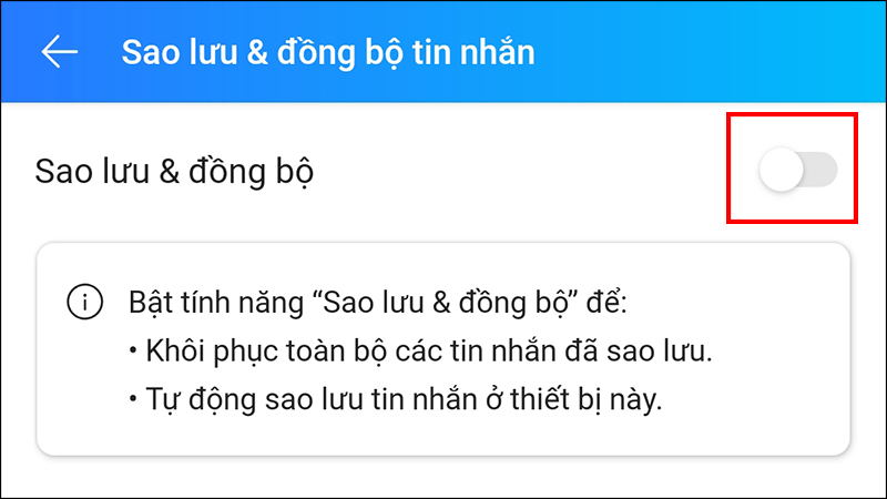Sao lưu & đồng bộ tin nhắn